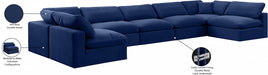 Meridian Furniture - Comfy 197" Velvet Upholstered 7 Piece Modular Sectional - 189Navy-Sec7B - GreatFurnitureDeal