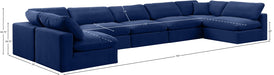 Meridian Furniture - Comfy 197" Velvet Upholstered 7 Piece Modular Sectional - 189Navy-Sec7B - GreatFurnitureDeal