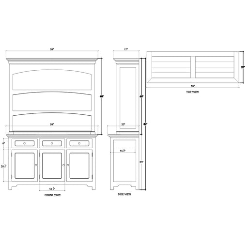 Bramble - Aries Open Hutch in Driftwood - BR-FAC-24447DRW - GreatFurnitureDeal