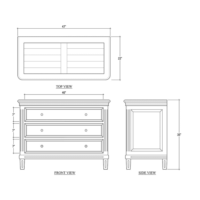 Bramble - Hayward 3 Drawer Dresser - White Heavy Distressed - 24480WHD