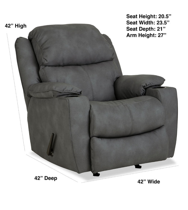 Motion Ease - Timber Manual Rocker Recliner in Grey - 245-91-62 - GreatFurnitureDeal