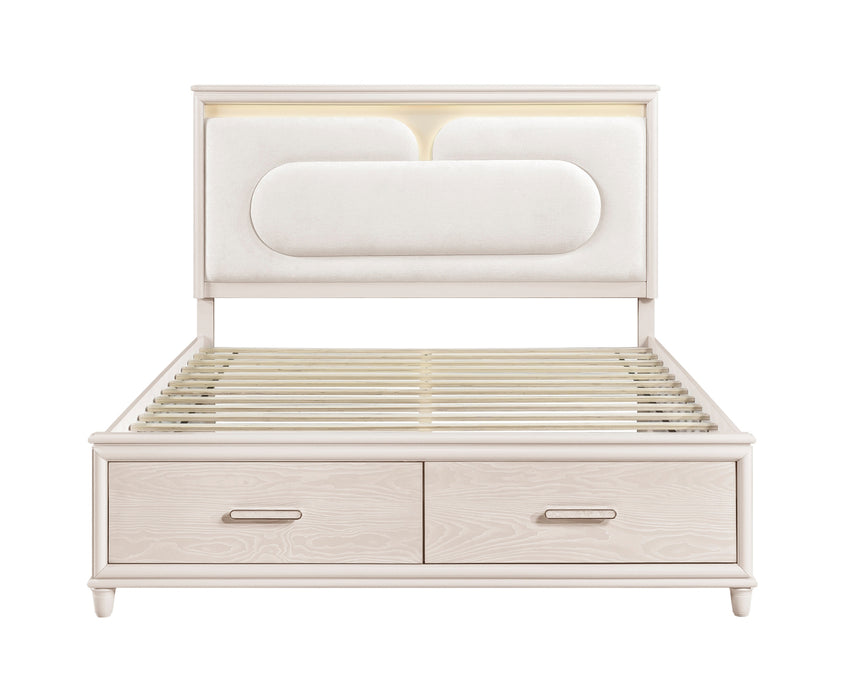 Homelegance - Montrose King Platform Bed with Footboard Storage in White - 2451K-1EK* - GreatFurnitureDeal