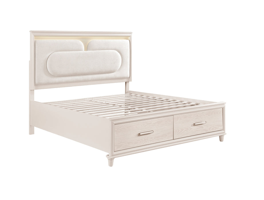 Homelegance - Montrose Queen Platform Bed with Footboard Storage in White - 2451-1* - GreatFurnitureDeal