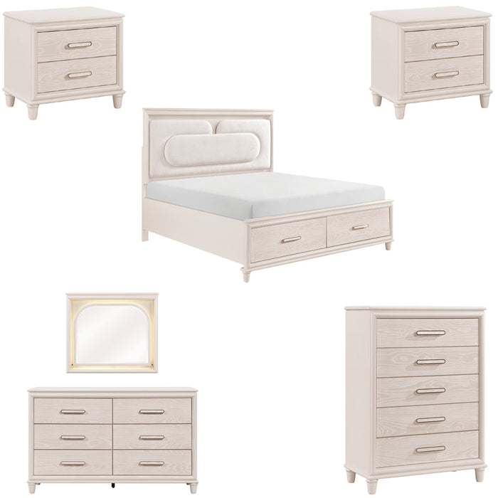 Homelegance - Cotterill 6 Piece California King Bedroom Set in White - 2451K-1CK-6SET - GreatFurnitureDeal