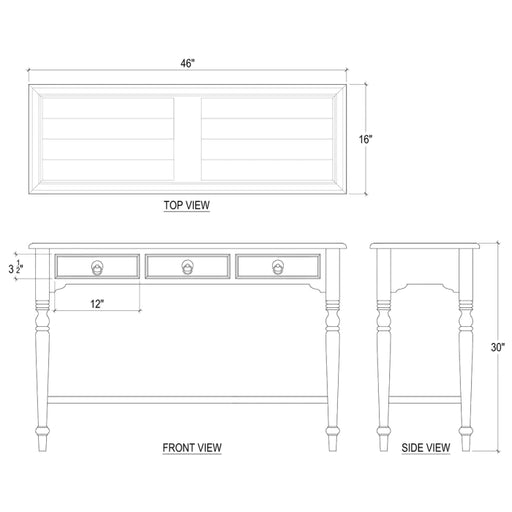 Bramble - Tucker 3 Drawer Sofa Table w/ Shelf - BR-24543 - GreatFurnitureDeal