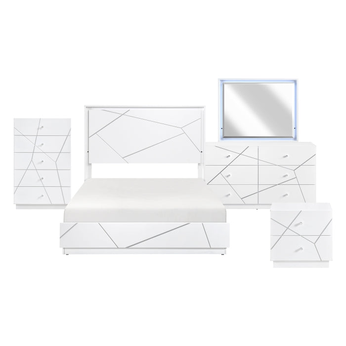 Homelegance - Orlo 5 Piece Queen Bedroom Set in White - 2455-1*9 - GreatFurnitureDeal