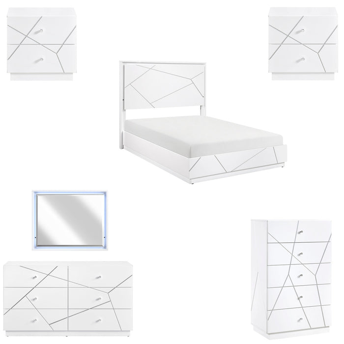 Homelegance - Orlo 6 Piece King Bedroom Set in White - 2455K-1EK-6SET - GreatFurnitureDeal