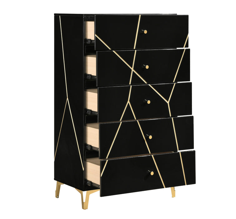 Homelegance - Orlo 5 Piece Queen Bedroom Set in Black - 2455NBK-1*9