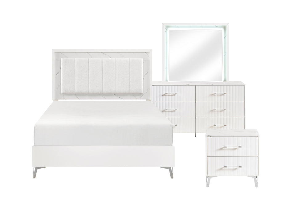Homelegance - Ripple 4 Piece King Bedroom Set in High Gloss White - 2457K-1EK*4