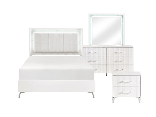 Homelegance - Ripple 4 Piece King Bedroom Set in High Gloss White - 2457K-1EK*4 - GreatFurnitureDeal