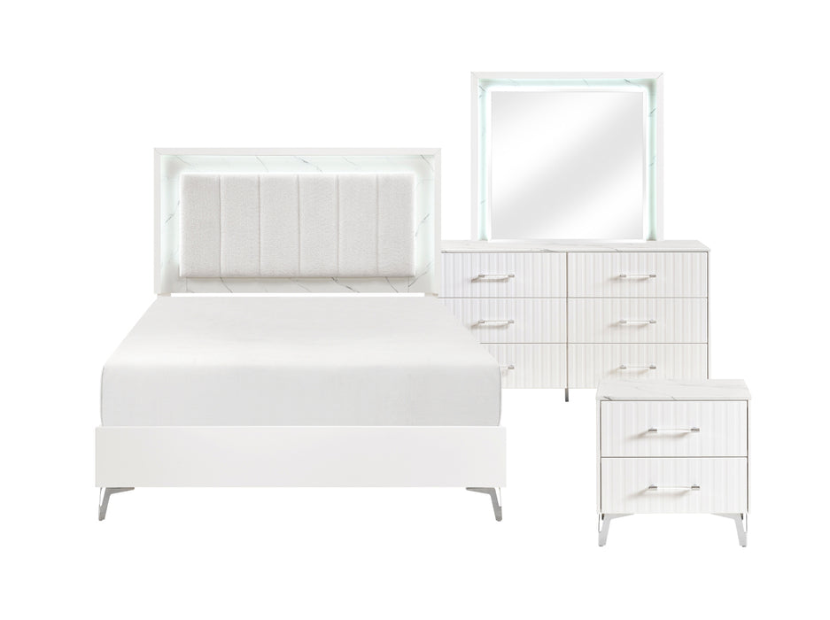 Homelegance - Ripple California King Bed in High Gloss White - 2457K-1CK*