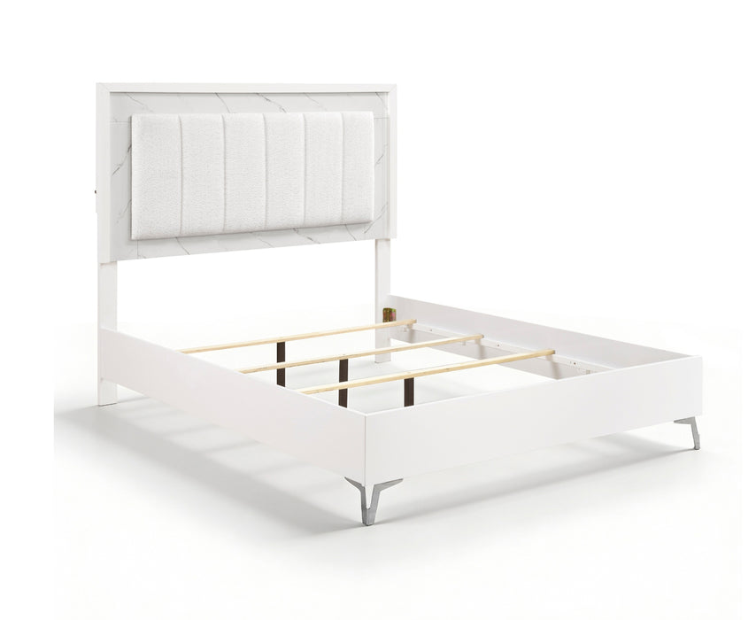 Homelegance - Ripple King Bed in High Gloss White - 2457K-1EK*