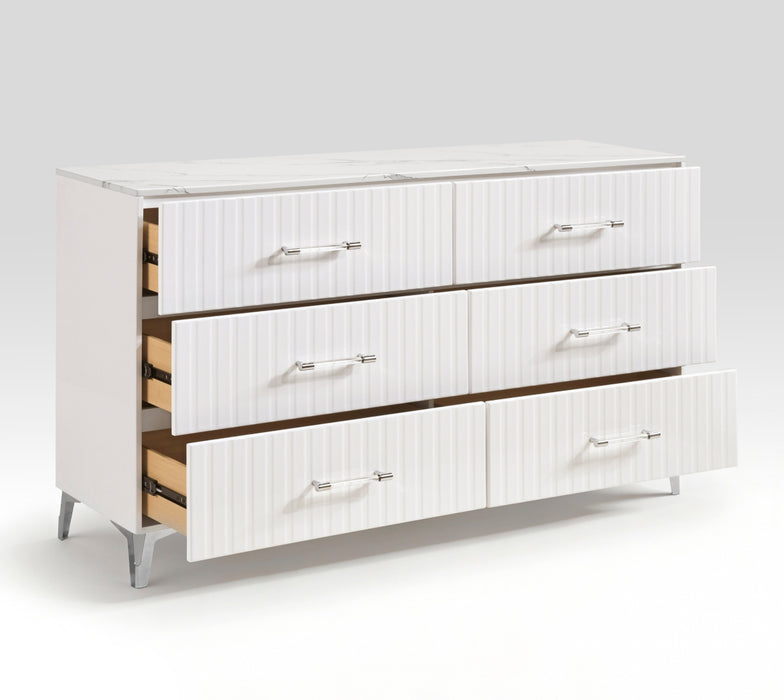 Homelegance - Ripple 5 Piece King Bedroom Set in High Gloss White - 2457K-1EK*9