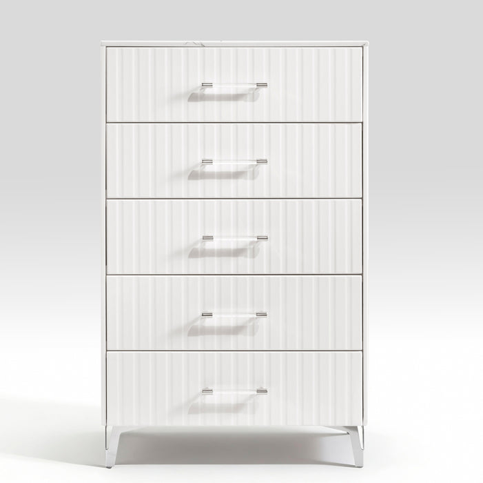 Homelegance - Ripple 5 Piece King Bedroom Set in High Gloss White - 2457K-1EK*9