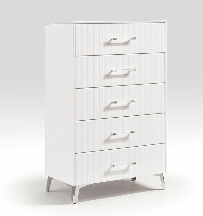 Homelegance - Ripple 5 Piece Queen Bedroom Set in High Gloss White - 2457-1*9