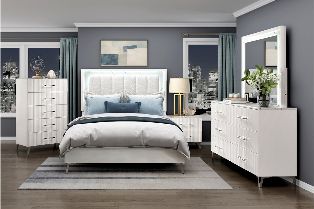 Homelegance - Ripple 3 Piece Queen Bedroom Set in High Gloss White - 2457-1*3