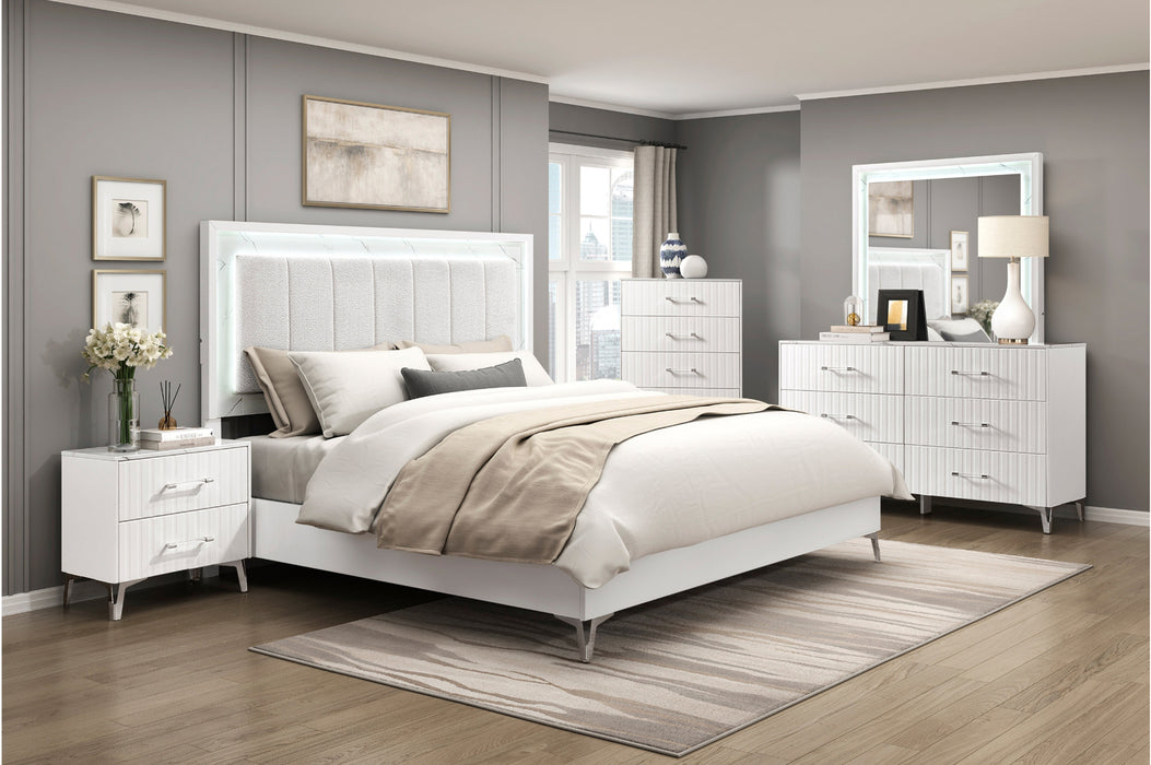 Homelegance - Ripple 5 Piece Queen Bedroom Set in High Gloss White - 2457-1*9
