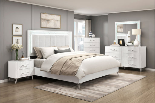 Homelegance - Ripple 3 Piece King Bedroom Set in High Gloss White - 2457K-1EK*3 - GreatFurnitureDeal