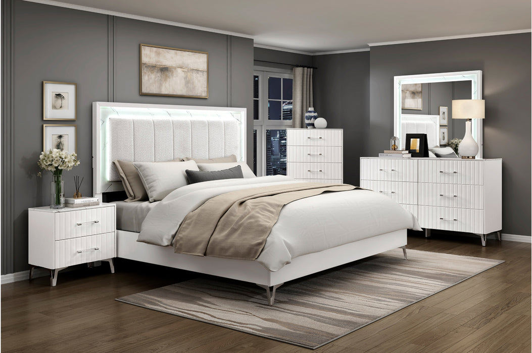 Homelegance - Ripple 3 Piece Queen Bedroom Set in High Gloss White - 2457-1*3