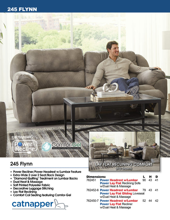 Catnapper - Flynn Power Headrest w-Lumbar Power Lay Flat Reclining Sofa w-Dual Heat & Massage - 762451-FIG-MTO - GreatFurnitureDeal