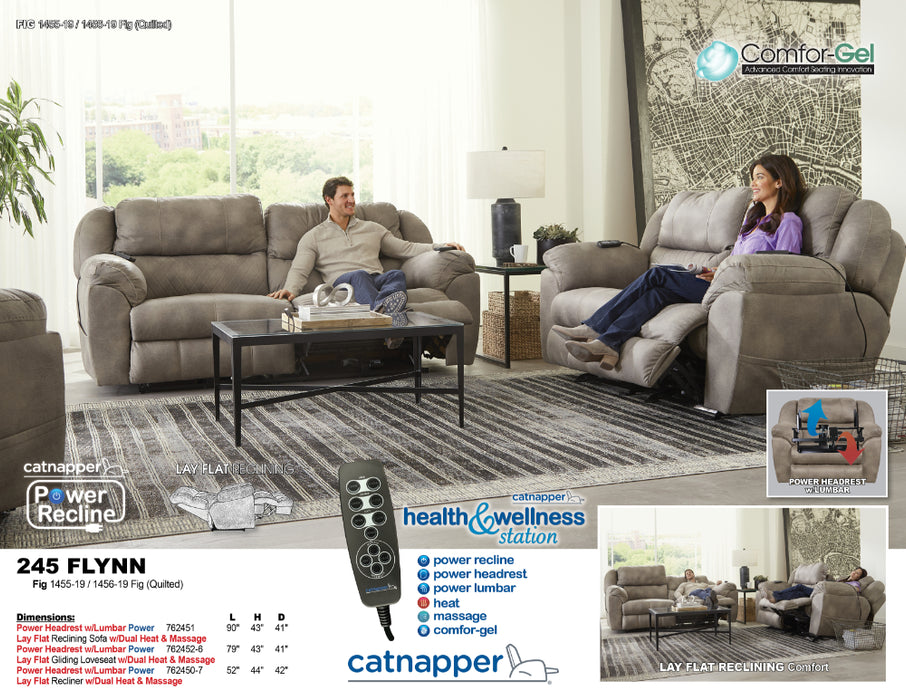 Catnapper - Flynn Power Headrest w-Lumbar Power Lay Flat Reclining Sofa w-Dual Heat & Massage - 762451-FIG-MTO - GreatFurnitureDeal
