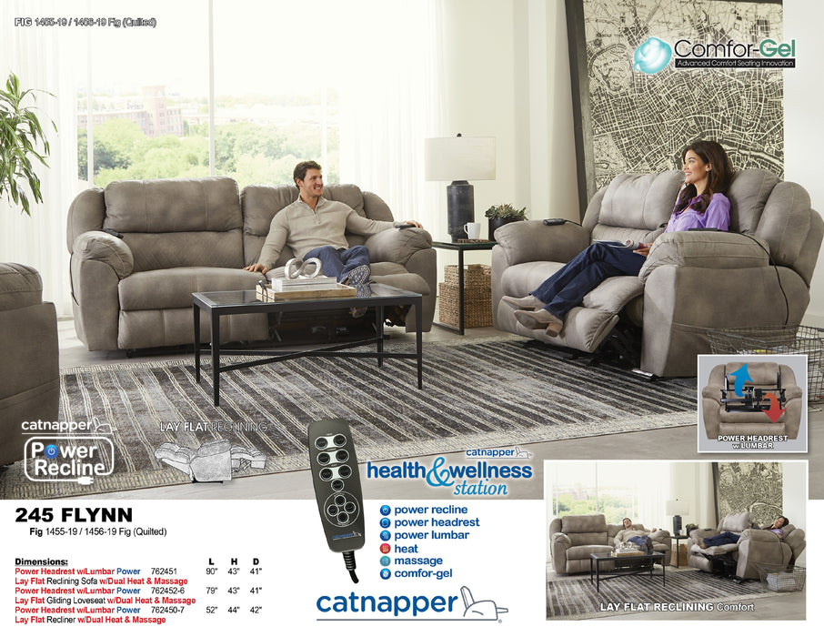 Catnapper - Flynn Power Headrest w-Lumbar Power Lay Flat Reclining Sofa w-Dual Heat & Massage - 762451-FIG - GreatFurnitureDeal
