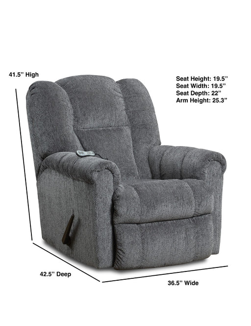 Motion Ease - Emerson Manual Rocker Recliner W/ Massage and Heat in Steel - 247-51-60 - GreatFurnitureDeal