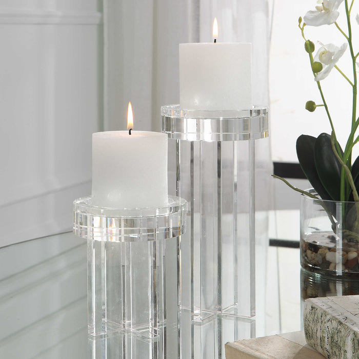 Uttermost - Crystal Pillar Candleholders, Set/2 - 18054
