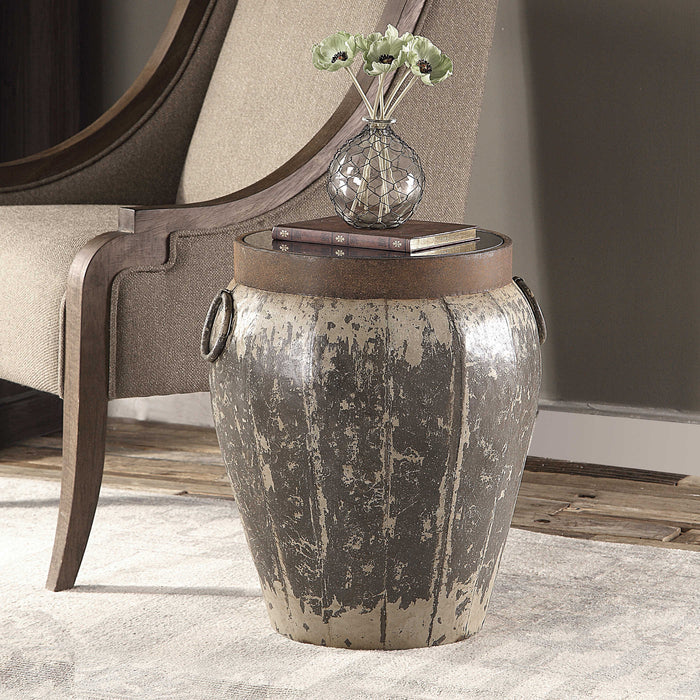 Uttermost - Neith Metal Drum Accent Table - 24860 - GreatFurnitureDeal