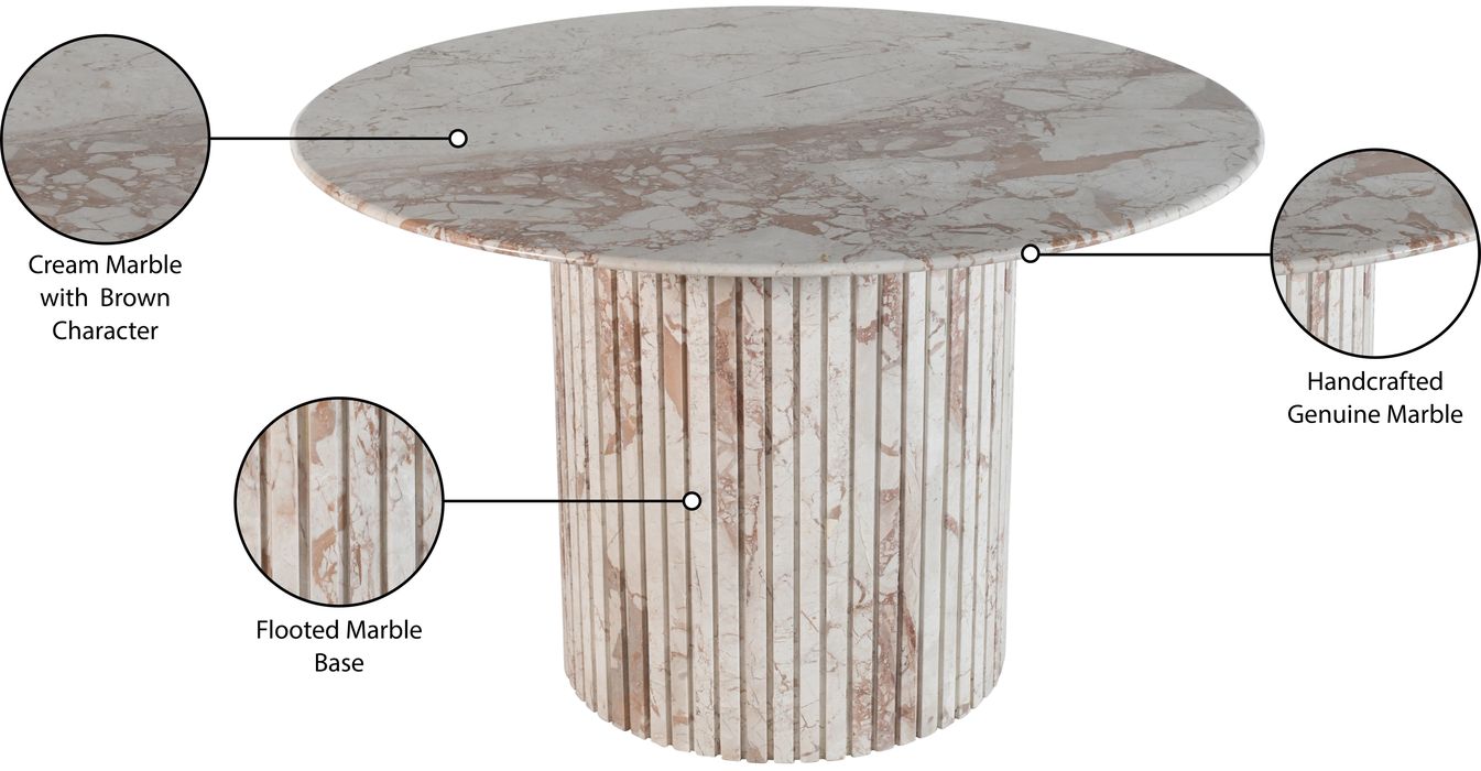 Meridian Furniture - Genoa 48" Cream Genuine Marble Dining Table - 248Breccia-DT48 - GreatFurnitureDeal