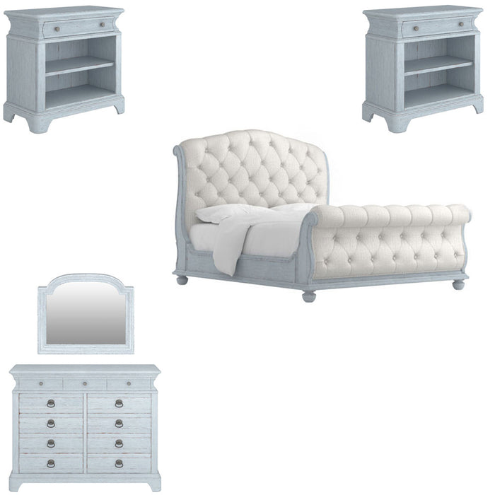 ART Furniture - Summer Creek 5 Piece Queen Sleigh Bedroom Set in Shutter Blue - 251125-251141-1361-5SET - GreatFurnitureDeal