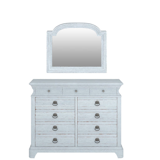 ART Furniture - Summer Creek Light Keeper's Dresser with Mirror in Shutter Blue - 251131-251122-1361 - GreatFurnitureDeal