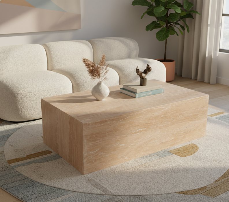 Meridian Furniture - Bolzano Natural Travertine Coffee Table - 251Travertine-CT - GreatFurnitureDeal