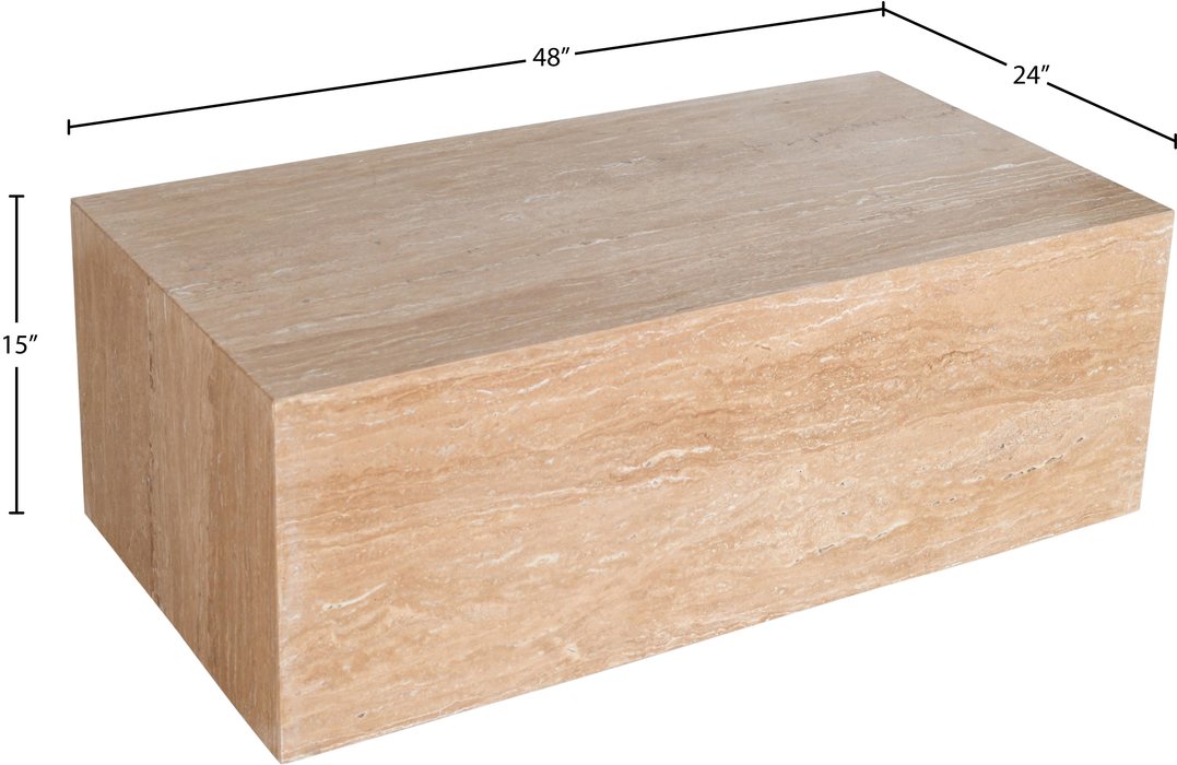 Meridian Furniture - Bolzano Natural Travertine Coffee Table - 251Travertine-CT - GreatFurnitureDeal