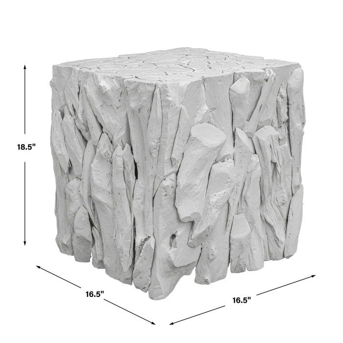 Uttermost - Teak Root White Bunching Cube - 25241