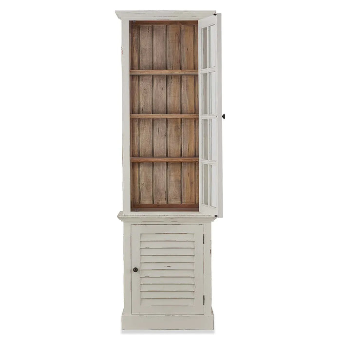 Bramble - Cottage Tall Cabinet with Glass - White Heavy Distressed - 25402WHD-DRW