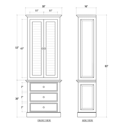 Bramble - Nantucket Tall Shutter Cabinet - White Heavy Distressed - 25444WHD - GreatFurnitureDeal