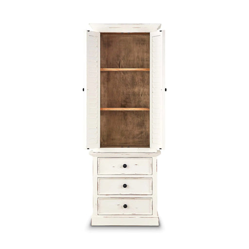 Bramble - Nantucket Tall Shutter Cabinet - White Heavy Distressed - 25444WHD - GreatFurnitureDeal