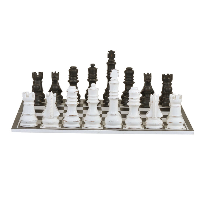 Bramble - Gentlemen's Club Chess Set in White Harvest & Black Harvest - 25465WHDBHD---- - GreatFurnitureDeal