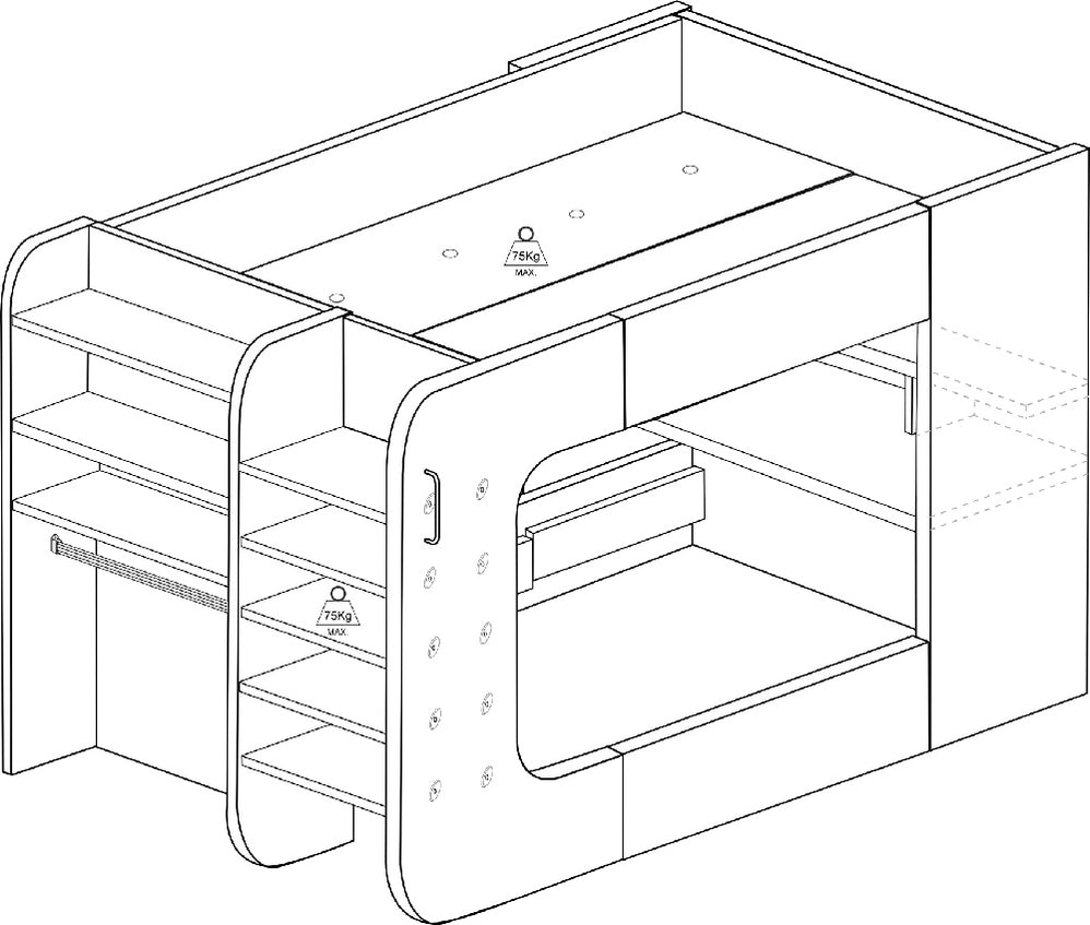 ESF Furniture Gamer Bed 35.43" x 78.7" in Natural GAMERBEDNATURAL