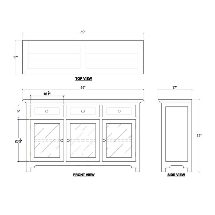 Bramble - Aries 3 Door Sideboard with Glass Door - 25730 - GreatFurnitureDeal