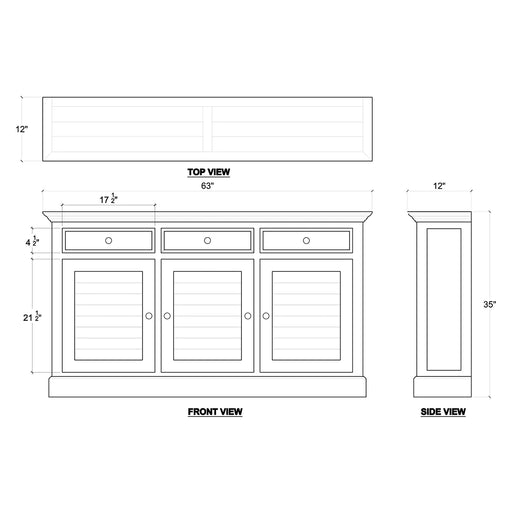 Bramble - Narrow Shutter 3 Door Sideboard in Smokey Grey - BR-FAC-25742SKG - GreatFurnitureDeal