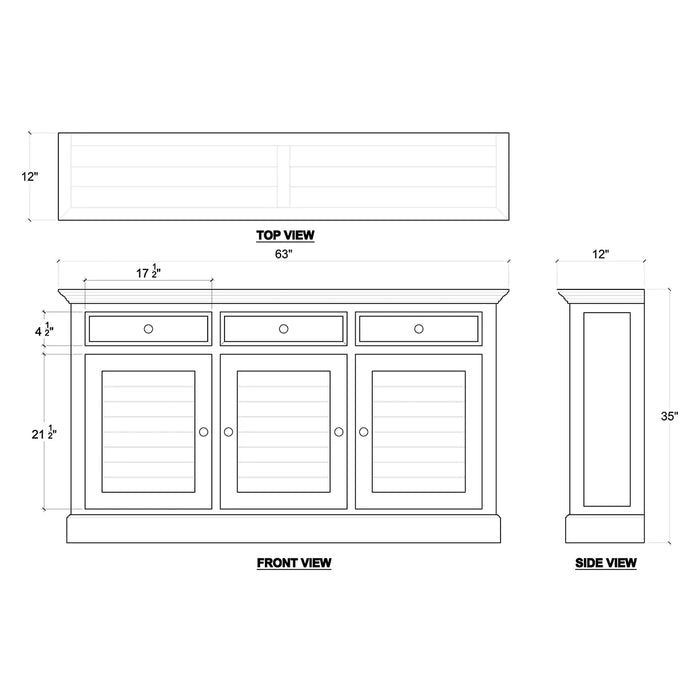 Bramble - Narrow Shutter 3 Door Sideboard in Smokey Grey - BR-FAC-25742SKG - GreatFurnitureDeal