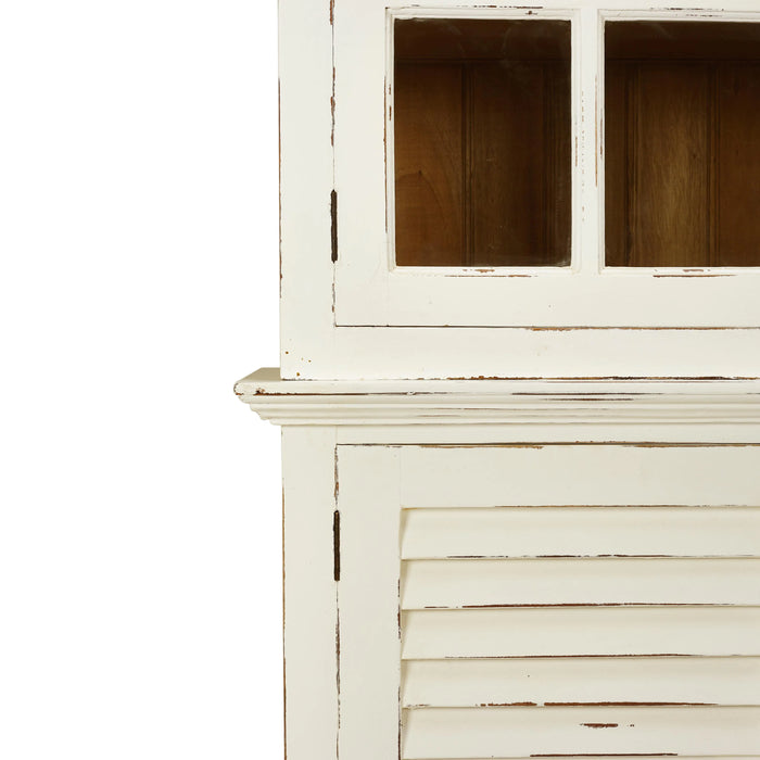 Bramble - 2 Door Cottage Cabinet with Glass - White Heavy Distressed - 25743WHD-DRW