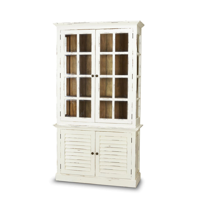 Bramble - 2 Door Cottage Cabinet with Glass - White Heavy Distressed - 25743WHD-DRW
