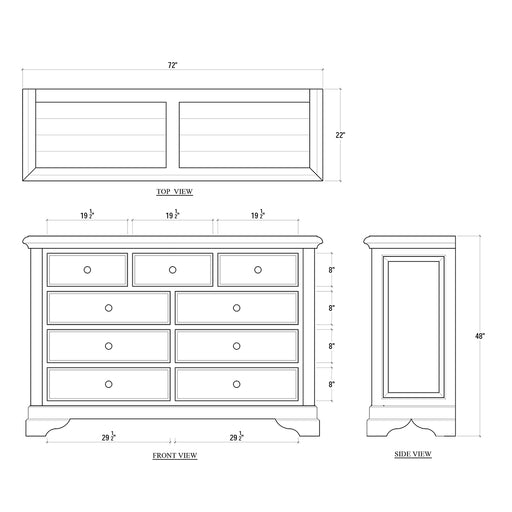 Bramble - Huntley 9 Drawer Dresser in Straw Wash - BR-25771STW----- - GreatFurnitureDeal