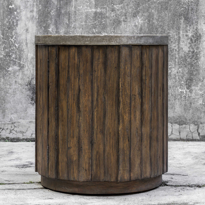Uttermost - Maxfield Wooden Drum Side Table - 25779 - GreatFurnitureDeal