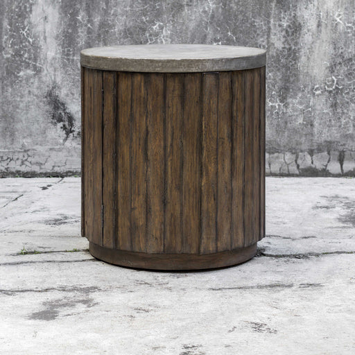 Uttermost - Maxfield Wooden Drum Side Table - 25779 - GreatFurnitureDeal