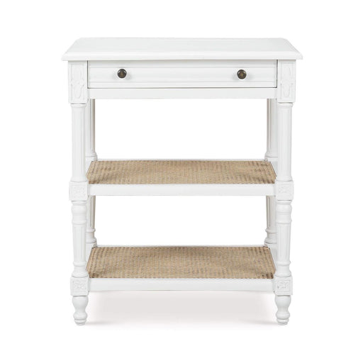 Bramble - Melissa Side Table in Architectural White w/ Rattan Natural on Shelves - 25838HRW-RNAT--LDT - GreatFurnitureDeal