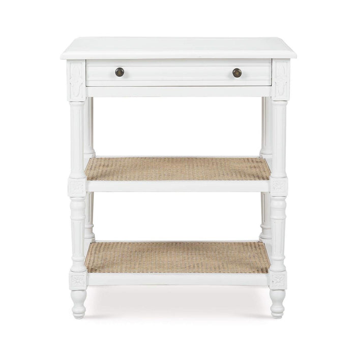 Bramble - Melissa Side Table in Architectural White w/ Rattan Natural on Shelves - 25838HRW-RNAT--LDT